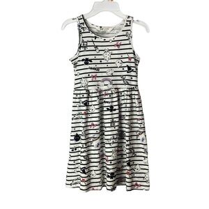 H&M Halloween print sleeveless dress white black stripe ghost size 6-8 girls NWT